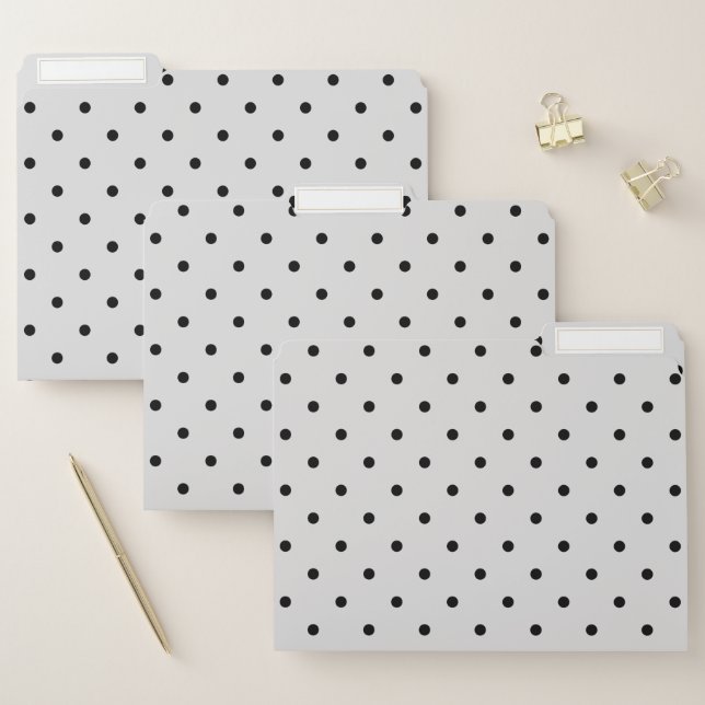 Black Polka Dots on Grey Pattern File Folder (Set)
