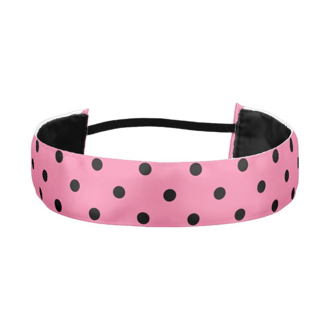 Black Polka Dots on hot pink Athletic Headband (Front)
