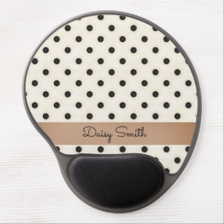 Black Polka Dots on Ivory Personalized (Rose) Gel Mouse Pad