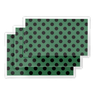 Black polka dots on kelly green acrylic tray