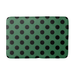 Black polka dots on kelly green bath mat