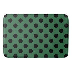 Black polka dots on kelly green bathroom mat
