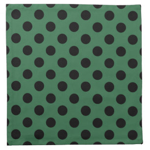 Black polka dots on kelly green cloth napkin