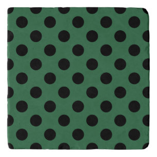 Black polka dots on kelly green trivet