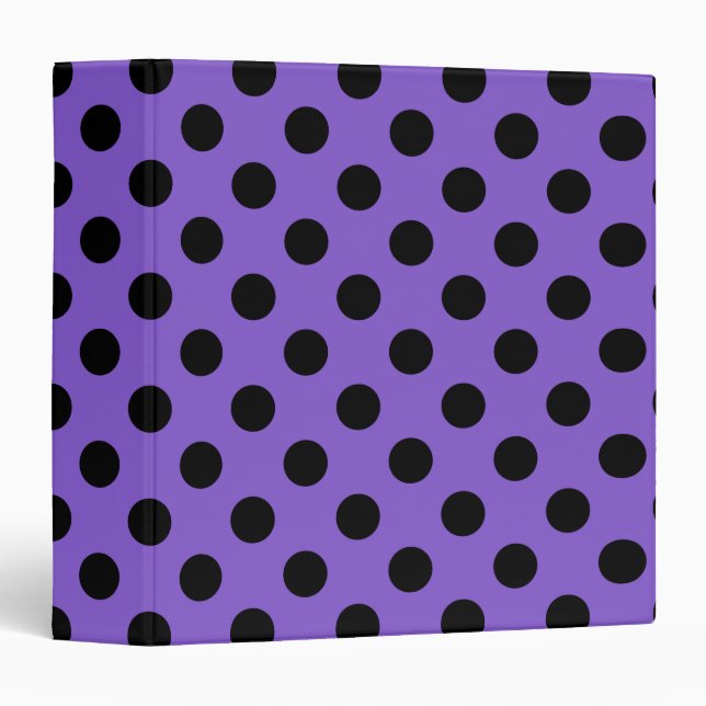 Black polka dots on lavender 3 ring binder (Front/Spine)