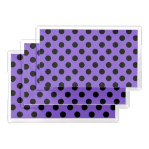 Black polka dots on lavender acrylic tray