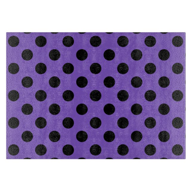 Black polka dots on lavender cutting board (Front)