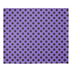 Black polka dots on lavender duvet cover