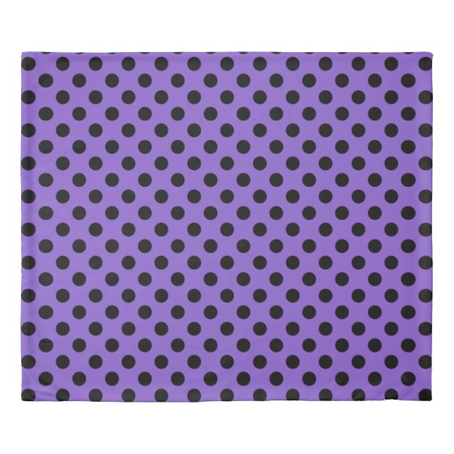 Black polka dots on lavender duvet cover (Front)