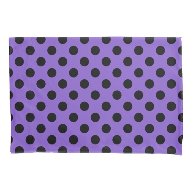 Black polka dots on lavender pillow case (Front)