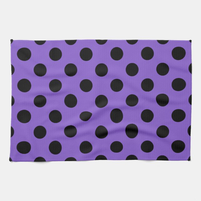 Black polka dots on lavender towel (Horizontal)