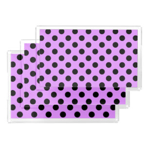 Black polka dots on lilac acrylic tray