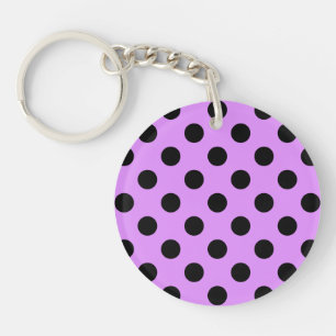 Black polka dots on lilac keychain