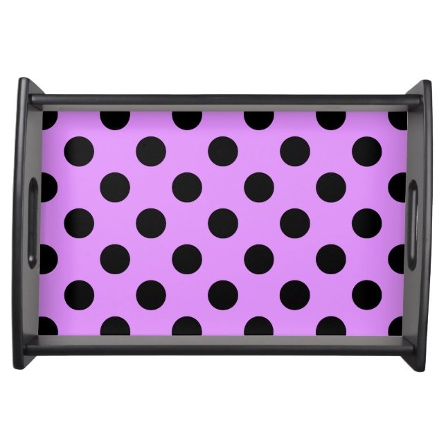 Black polka dots on lilac serving tray (Front)