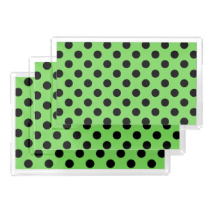 Black polka dots on lime green acrylic tray
