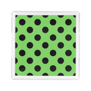 Black polka dots on lime green acrylic tray