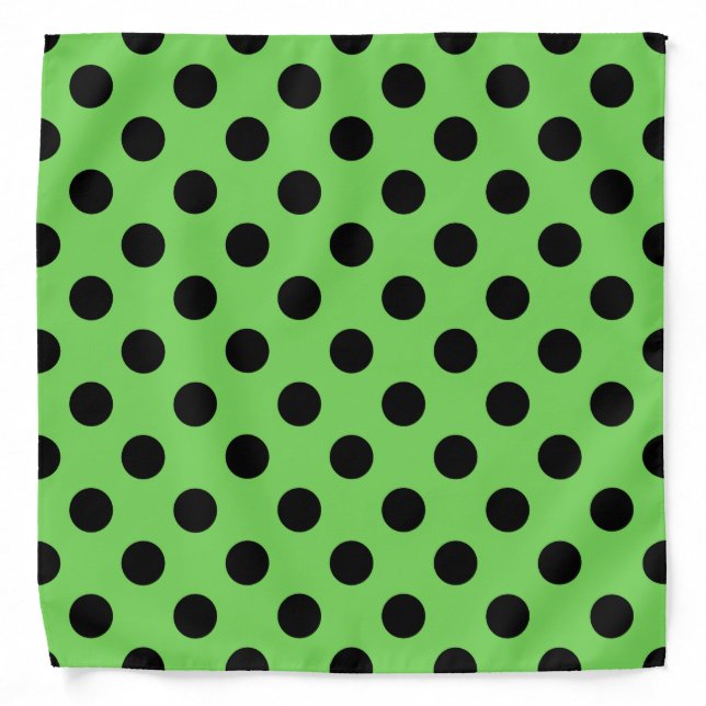 Black polka dots on lime green bandana (Front)