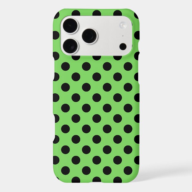 Black polka dots on lime green Case-Mate iPhone case (Back)