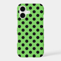 Black polka dots on lime green