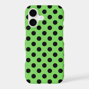 Black polka dots on lime green iPhone 17 case