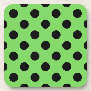 Black polka dots on lime green drink coaster