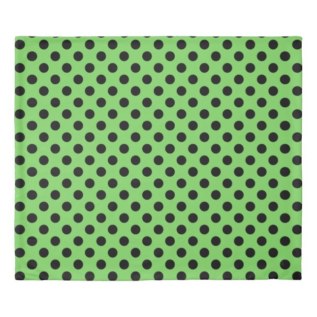 Black polka dots on lime green duvet cover (Front)
