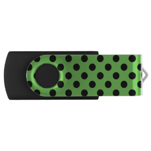 Black polka dots on lime green flash drive