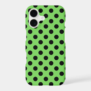 Black polka dots on lime green iPhone 17 case