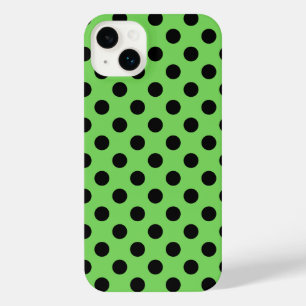 Black polka dots on lime green iPhone 14 plus case