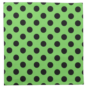 Black polka dots on lime green napkin