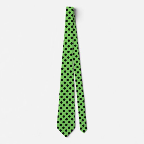 Black polka dots on lime green neck tie
