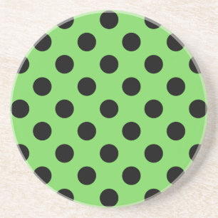 Black polka dots on lime green sandstone coaster