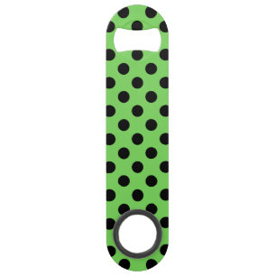 Black polka dots on lime green speed bottle opener