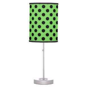 Black polka dots on lime green table lamp