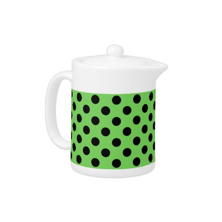 Black Polka Dots On Lime Green Teapot