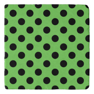 Black polka dots on lime green trivet