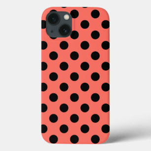 Black polka dots on living coral Case-Mate iPhone  iPhone 13 Case