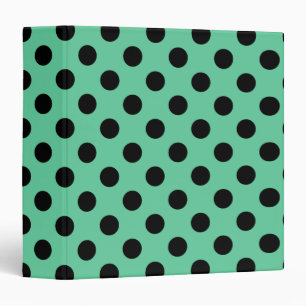 Black polka dots on mint green 3 ring binder