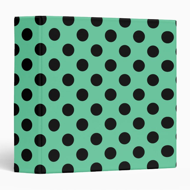 Black polka dots on mint green 3 ring binder (Front/Spine)