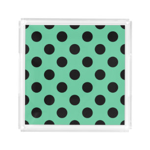 Black polka dots on mint green acrylic tray