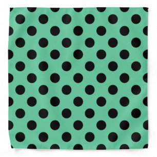 Black polka dots on mint green bandana