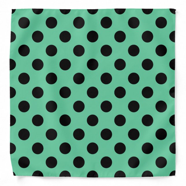 Black polka dots on mint green bandana (Front)
