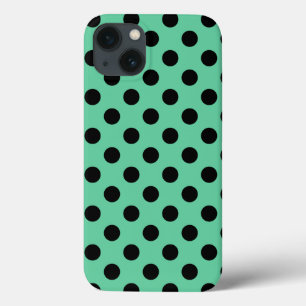 Black polka dots on mint green Case-Mate iPhone ca 13 Case