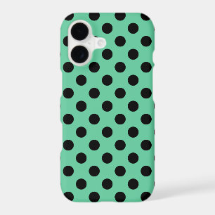 Black polka dots on mint green iPhone 17 case