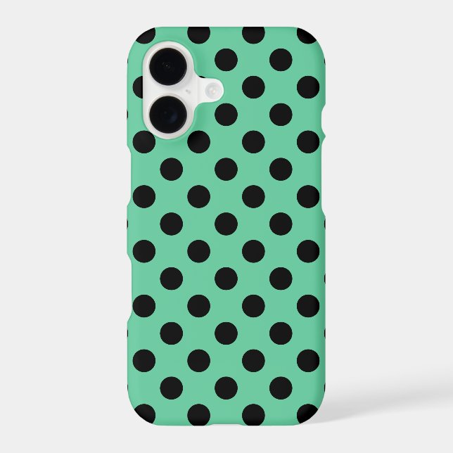 Black polka dots on mint green Case-Mate iPhone case (Back)