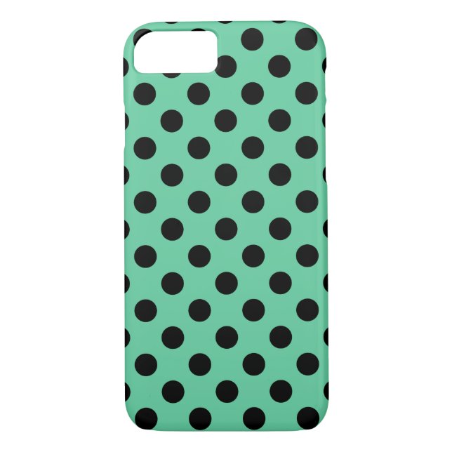 Black polka dots on mint green Case-Mate iPhone case (Back)