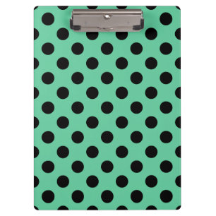 Black polka dots on mint green clipboard