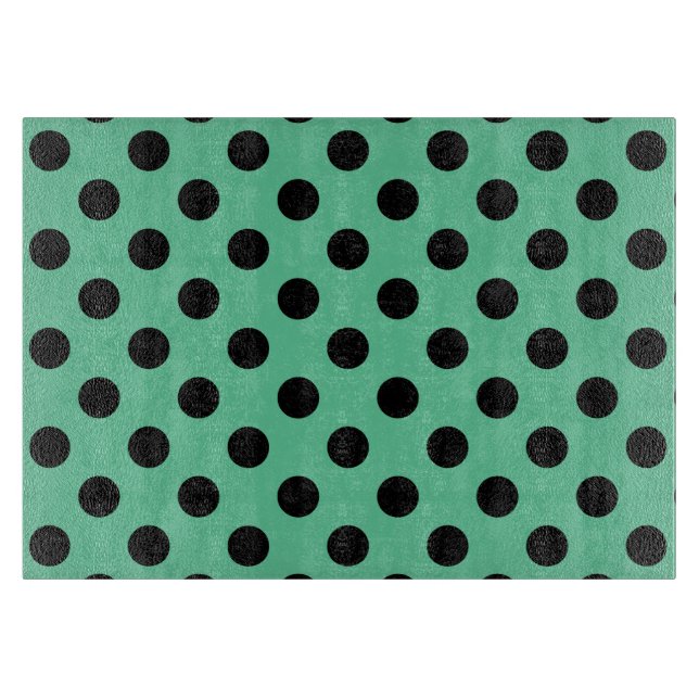 Black polka dots on mint green cutting board (Front)