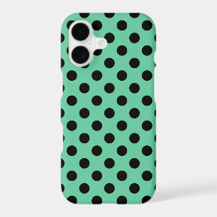 Black polka dots on mint green iPhone 17 case