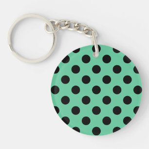 Black polka dots on mint green keychain